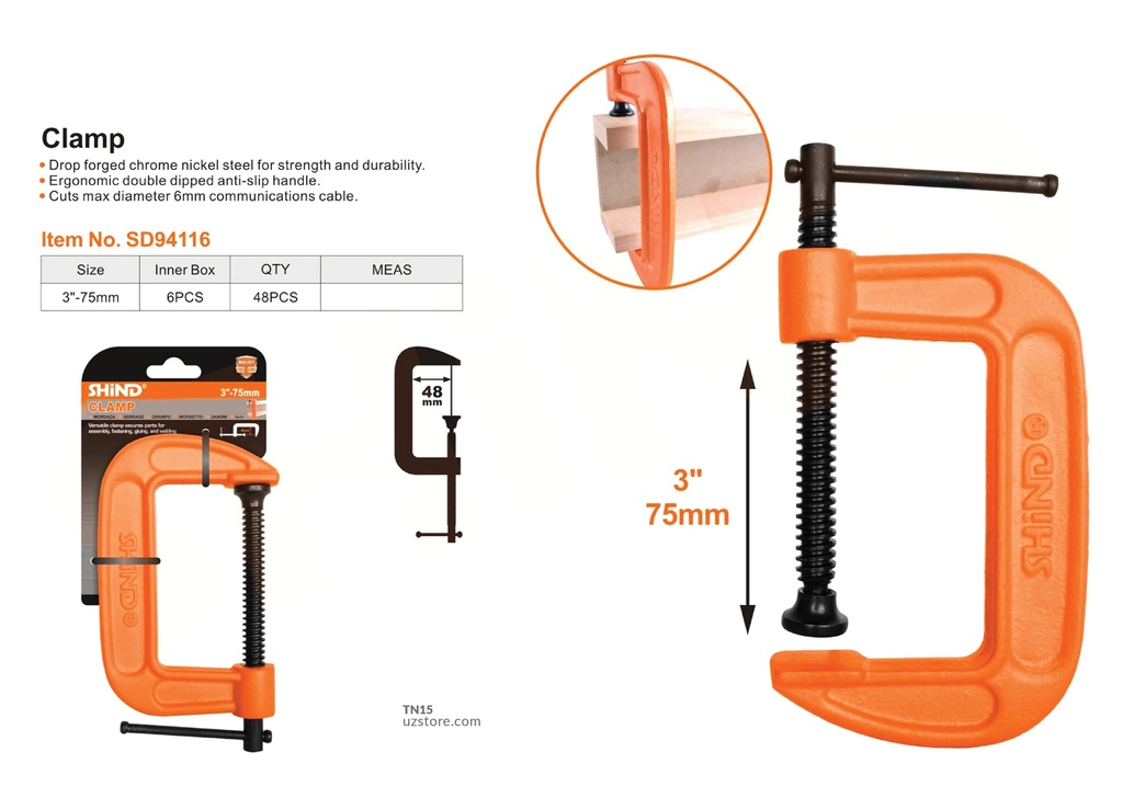 Shind - 3 inch 75MMG word clamp 94116