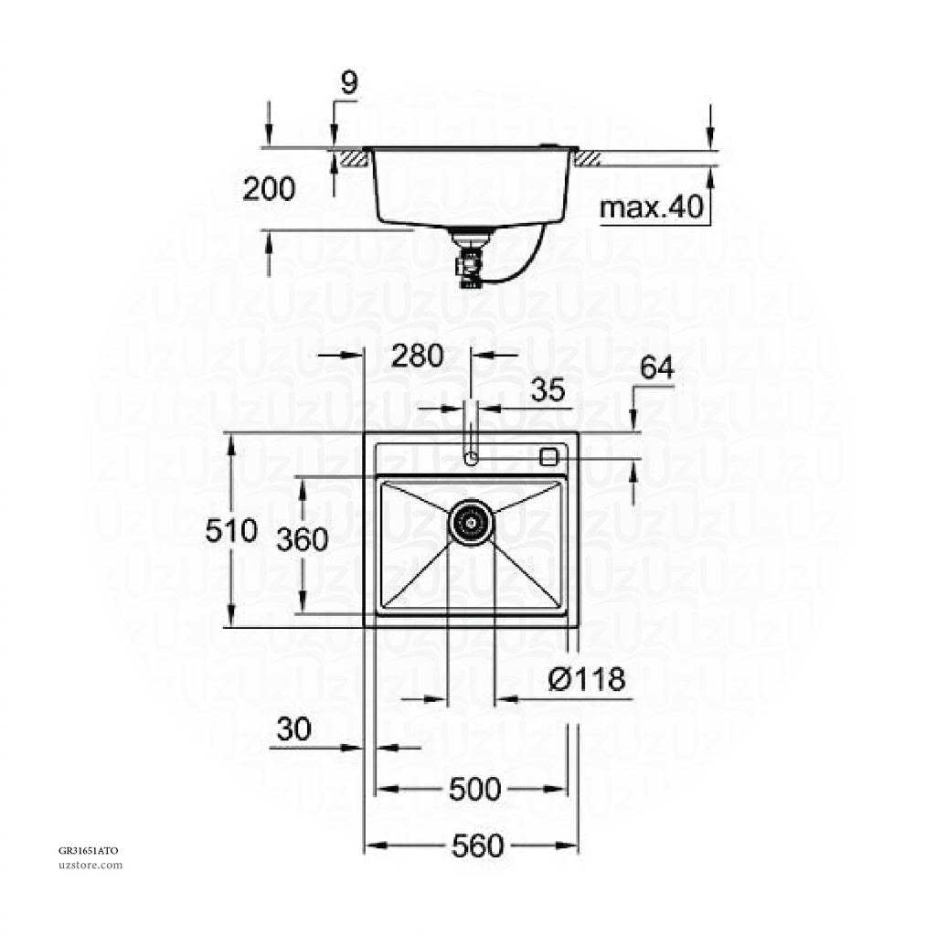 GROHE K700 Sink 60 -C 56/51 1.0 31651AT0