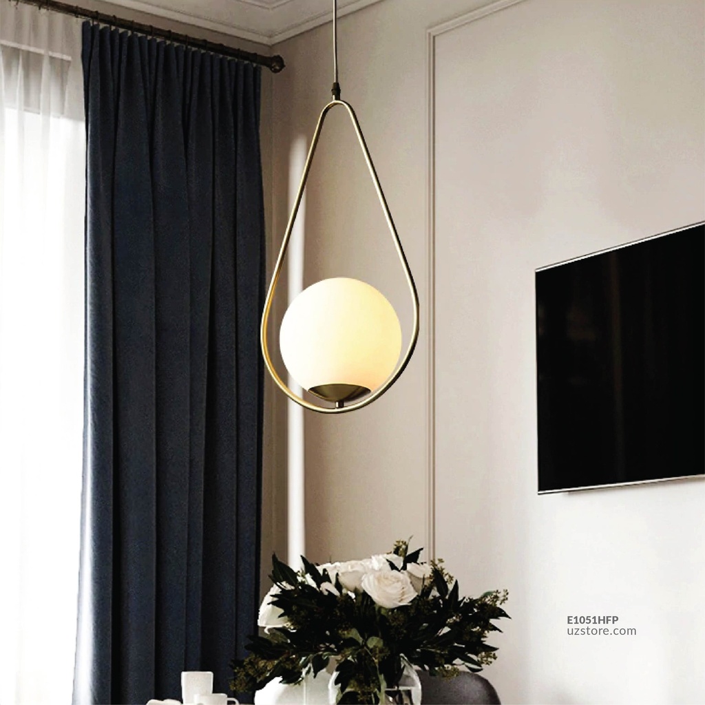 Hanging Light E27 MD4001-S Gold with a White Ball