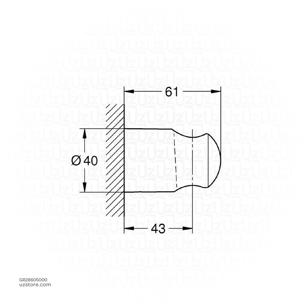 GROHE Relexa Wall hand shower holder , 28605000 , chrome