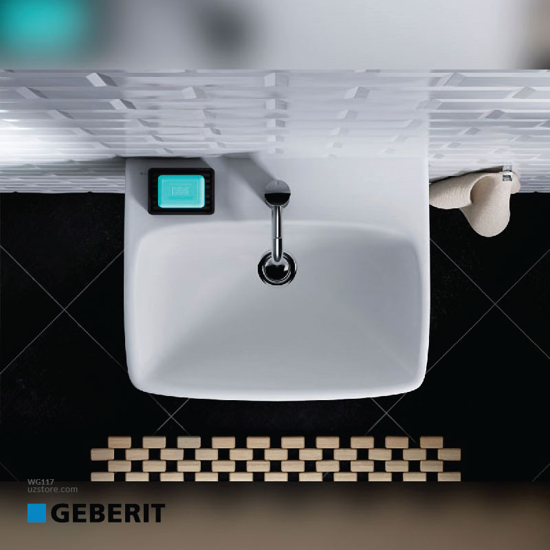 Geberit Abalona square wash basin 60cm + half pedestal white GB-500.300.01.1+GB-500.328.01.1