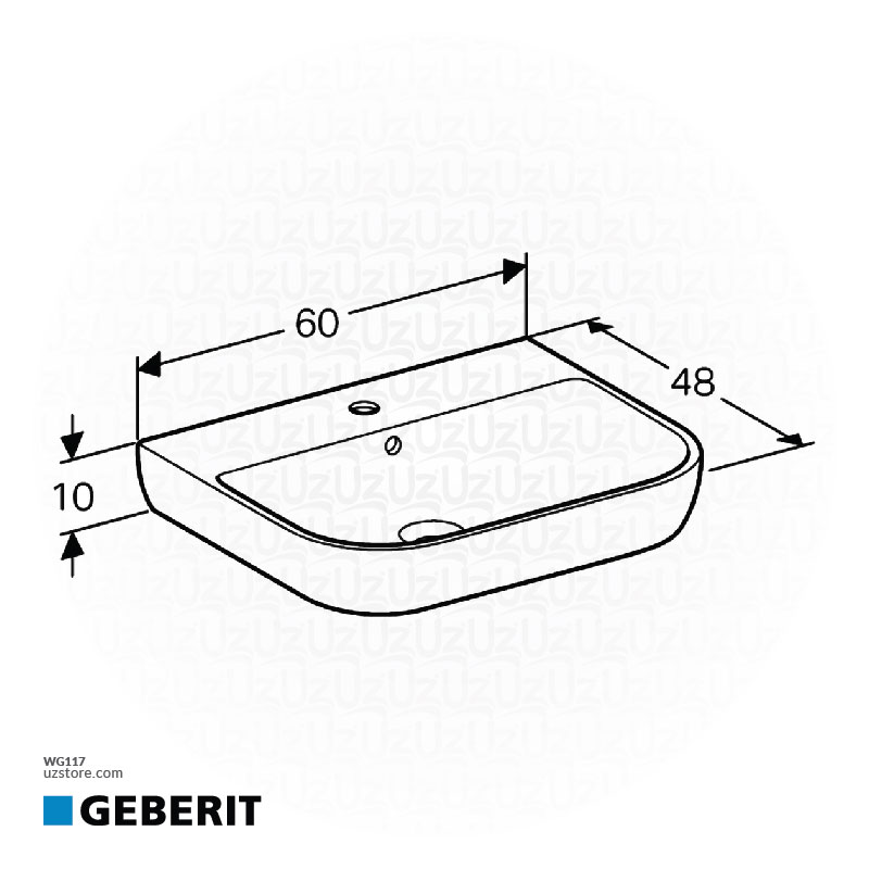 Geberit Abalona square wash basin 60cm + half pedestal white GB-500.300.01.1+GB-500.328.01.1