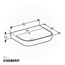 Geberit Abalona square wash basin 60cm + half pedestal white GB-500.300.01.1+GB-500.328.01.1
