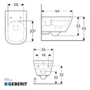 Geberit smyle square wall hung wc white + soft close seat cover GB500.200.01.1+GB500.240.01.1