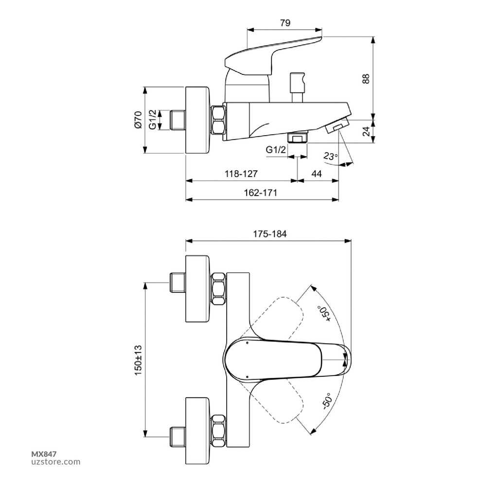 B1721AA CERAFLEX Exposed Bath Shower Mixer Ideal Standard