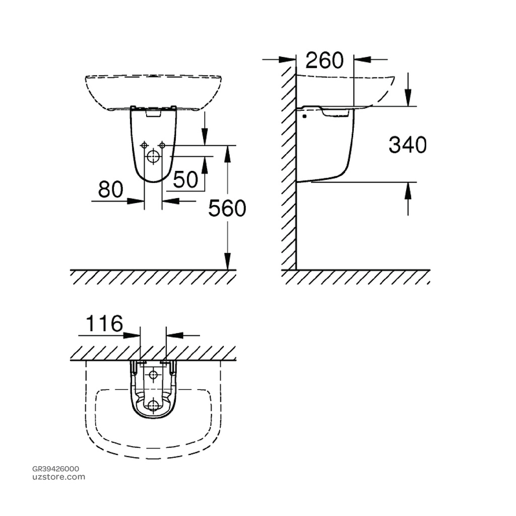 GROHEBau Ceramic semi pedestal 39426000