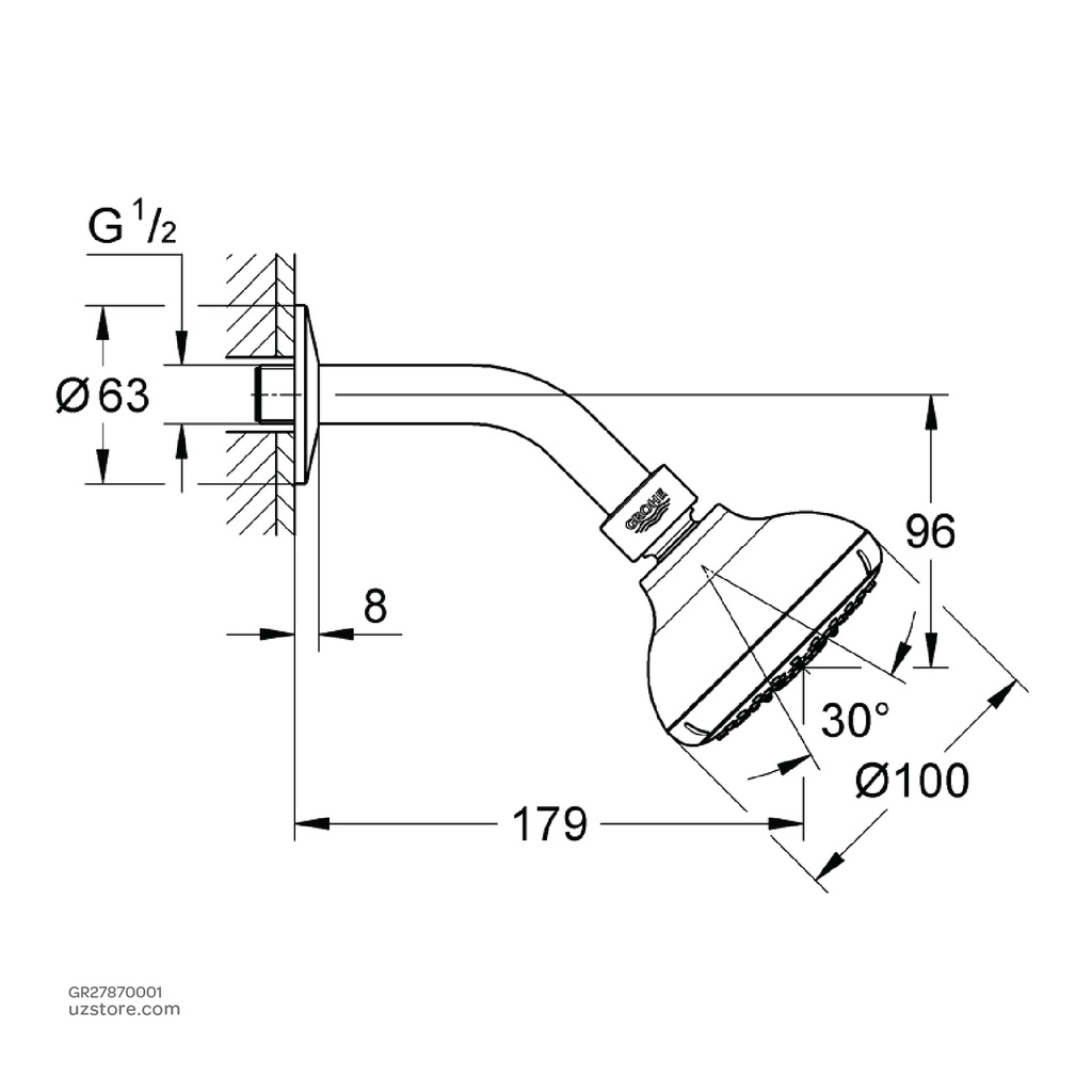 GROHENTempesta 100 IV headshower set 9,5l 27870001