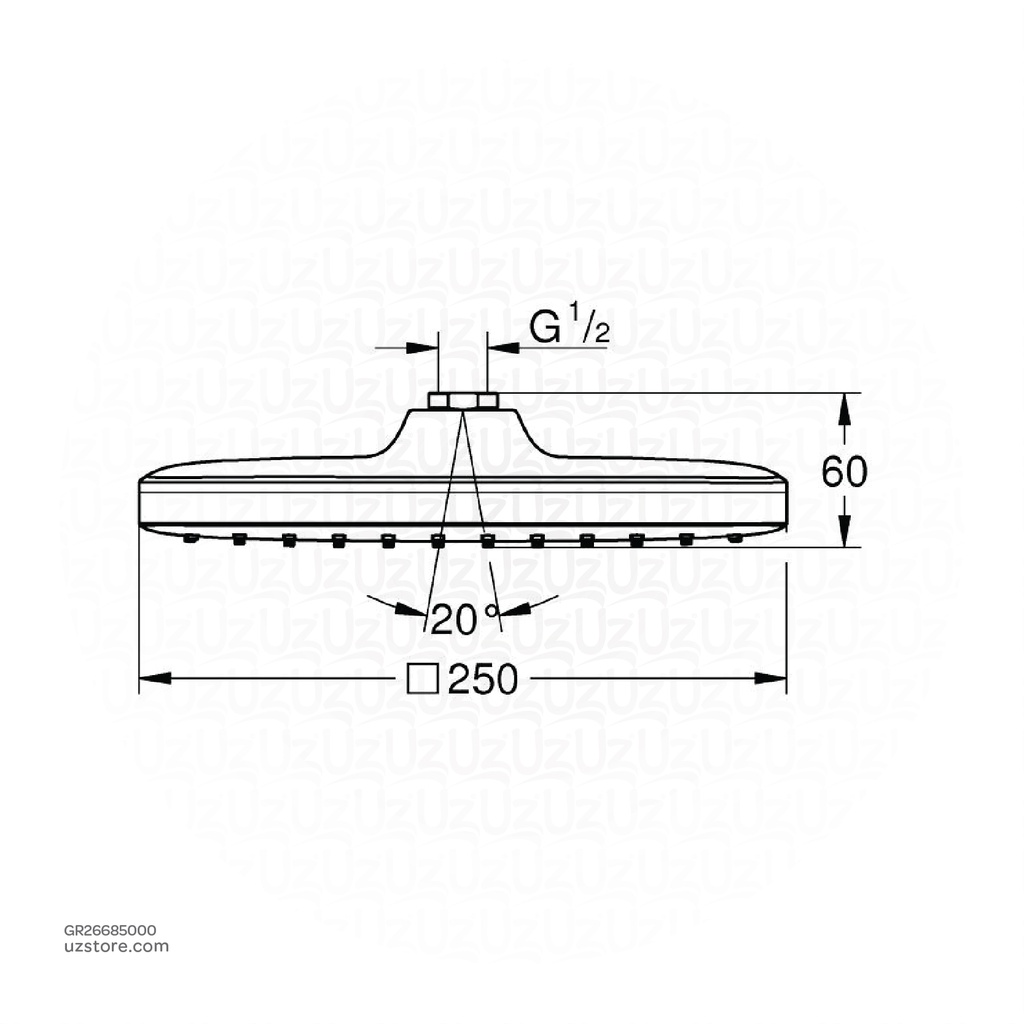 GROHE Tempesta 250 Cube Head shower 1 spray , 26685000 , chrome