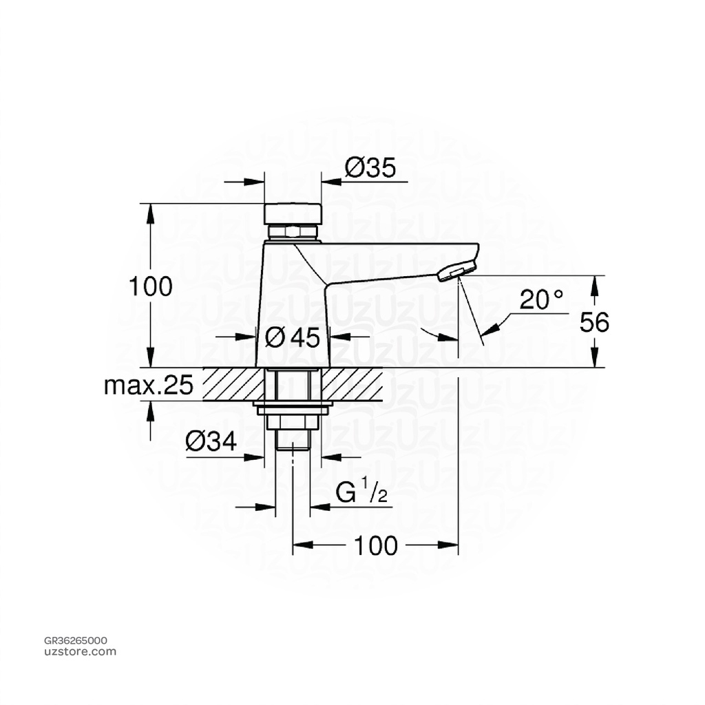 GROHEEuroeco CT self-clos. basin 36265000