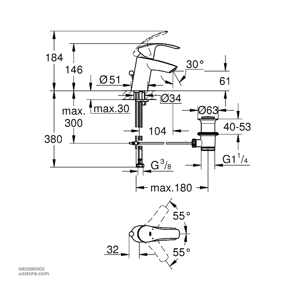 GROHEEurosmart 2015 OHM basin S-Size 33265002