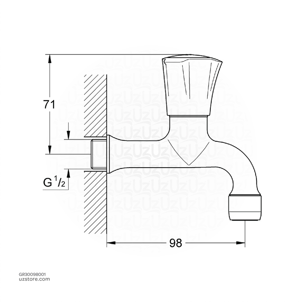 GROHECosta L,bib tap short with mousseur 30098001