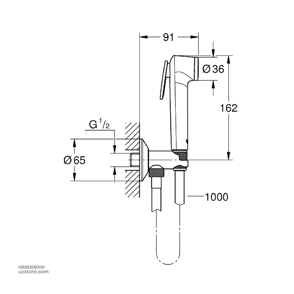 GROHE New Tempesta-F Trigger Spray Set w.valve 26358000