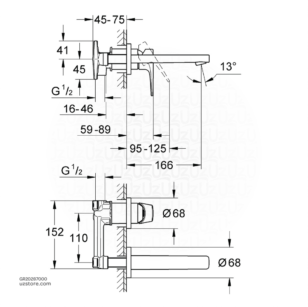 GROHEBauFlow OHM set basin 2-h 20287000