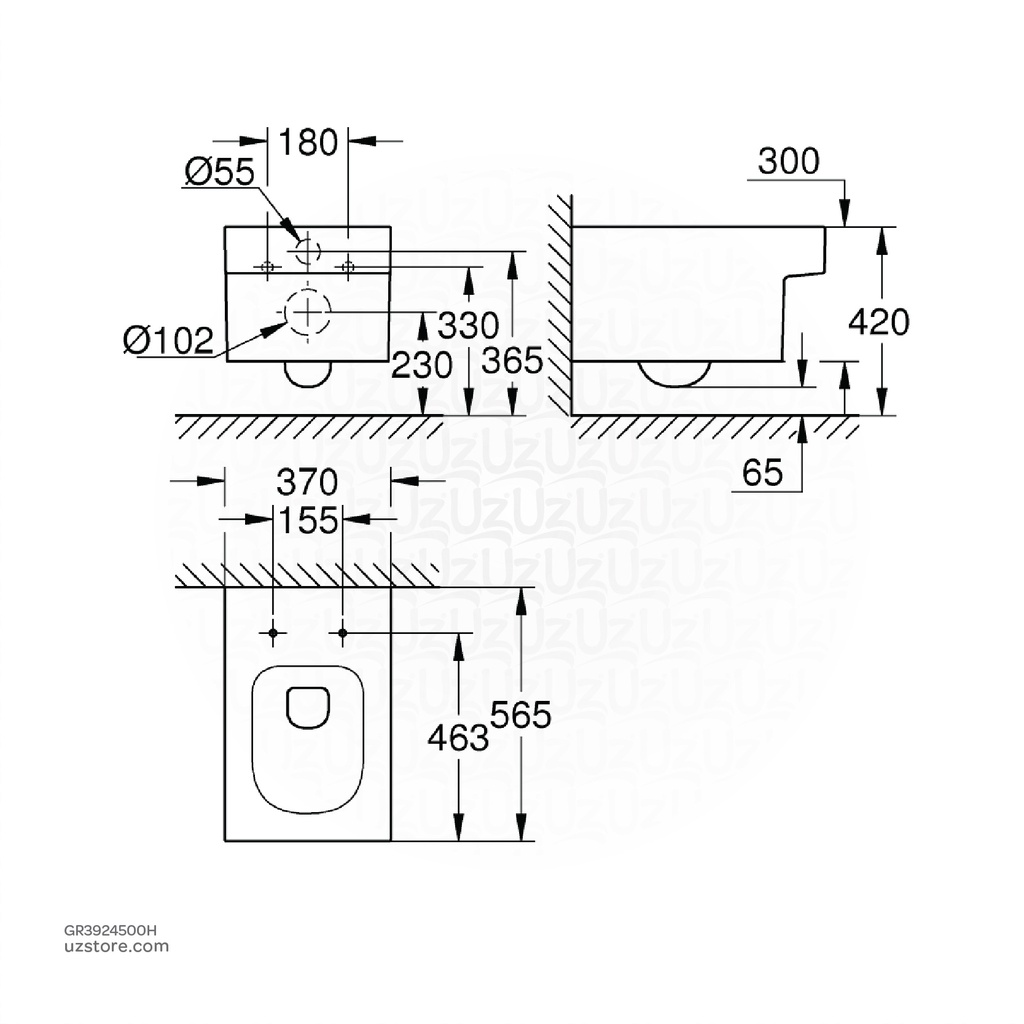 GROHECube Ceramic WC wall hung riml hor.outl 3924500H