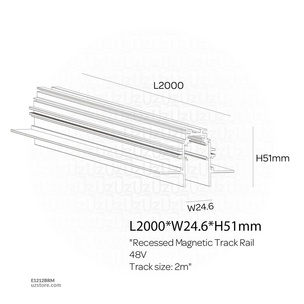 Recessed Magnetic Track Rail 48V 2m 410018