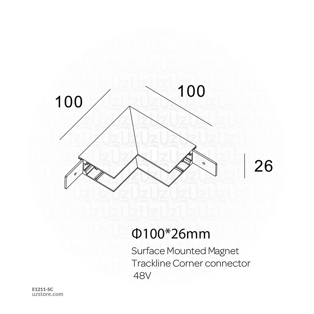 Surface Mounted Magnet Trackline Corner connector 48V 410024