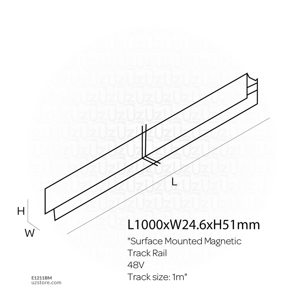 Surface Mounted Magnetic Track Rail 48V 1m 410063