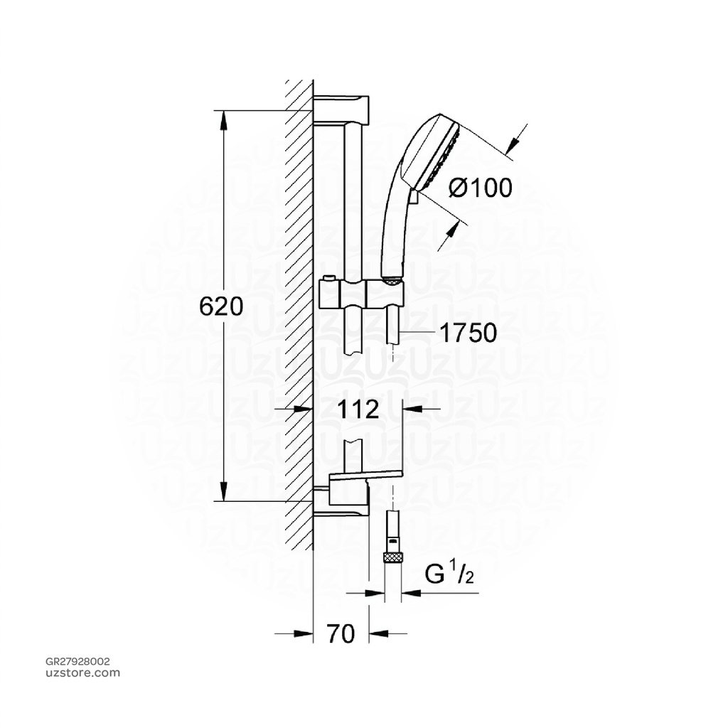 GROHENTempCosmop 100 II shw rail set 600 dish 27928002