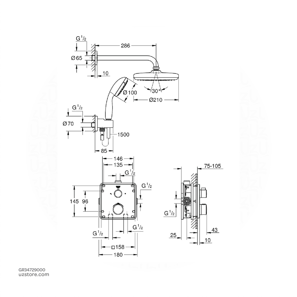 GROHEGrohtherm THM set shower +show.set 34729000