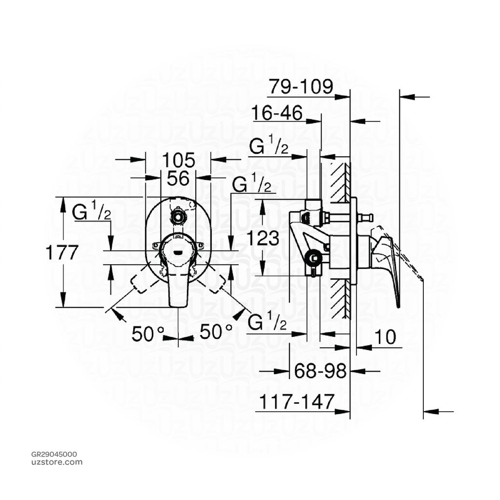 GROHEBauFlow OHM set conc. bath 29045000