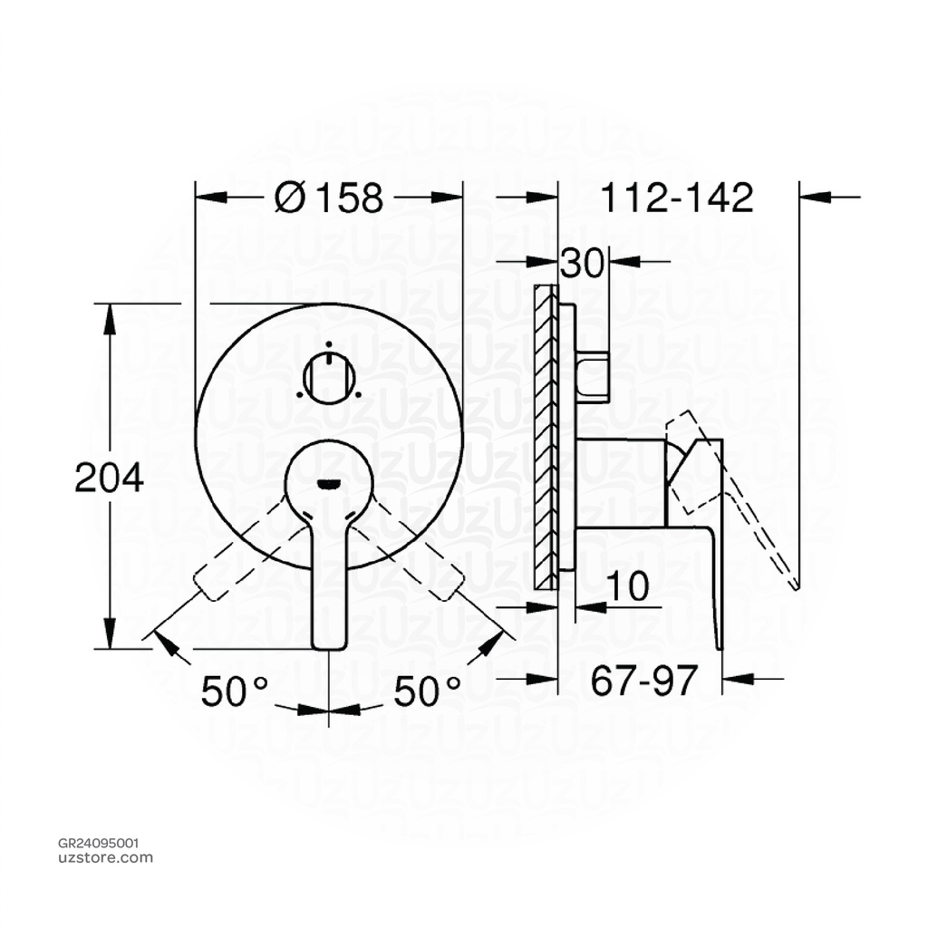 GROHELineare New OHM trim  3-way 24095001