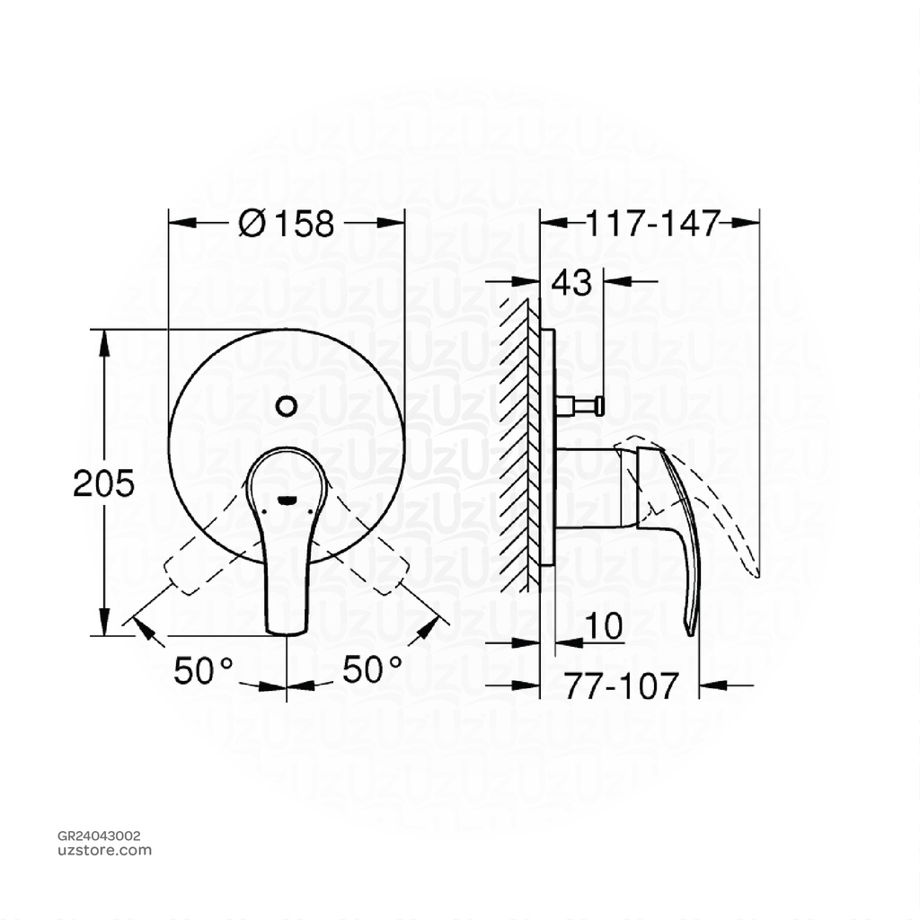 GROHEEurosmart 2015 OHM trimset bath 24043002