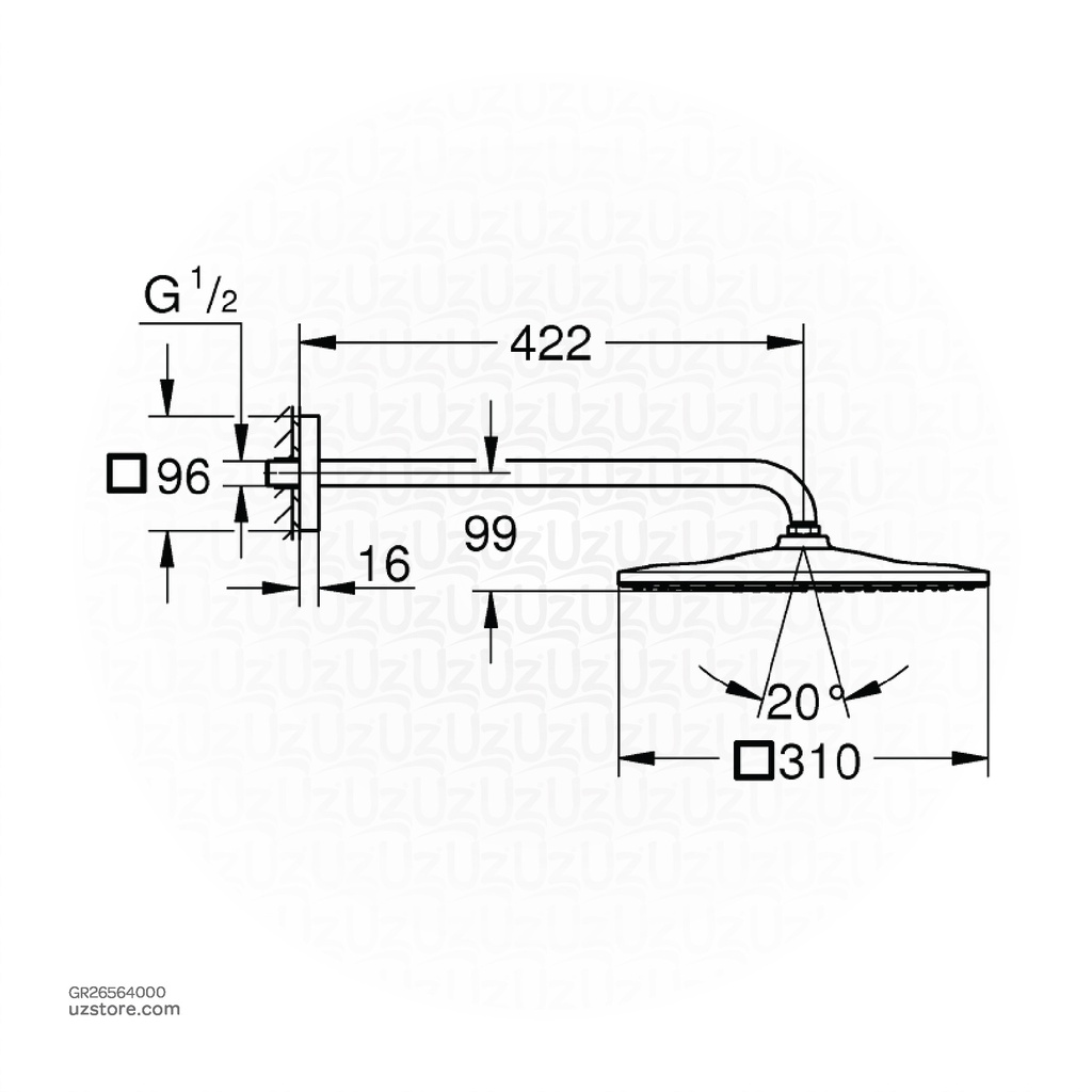 GROHERSH 310 Mono Cube headshw set 422mm 9,5l 26564000