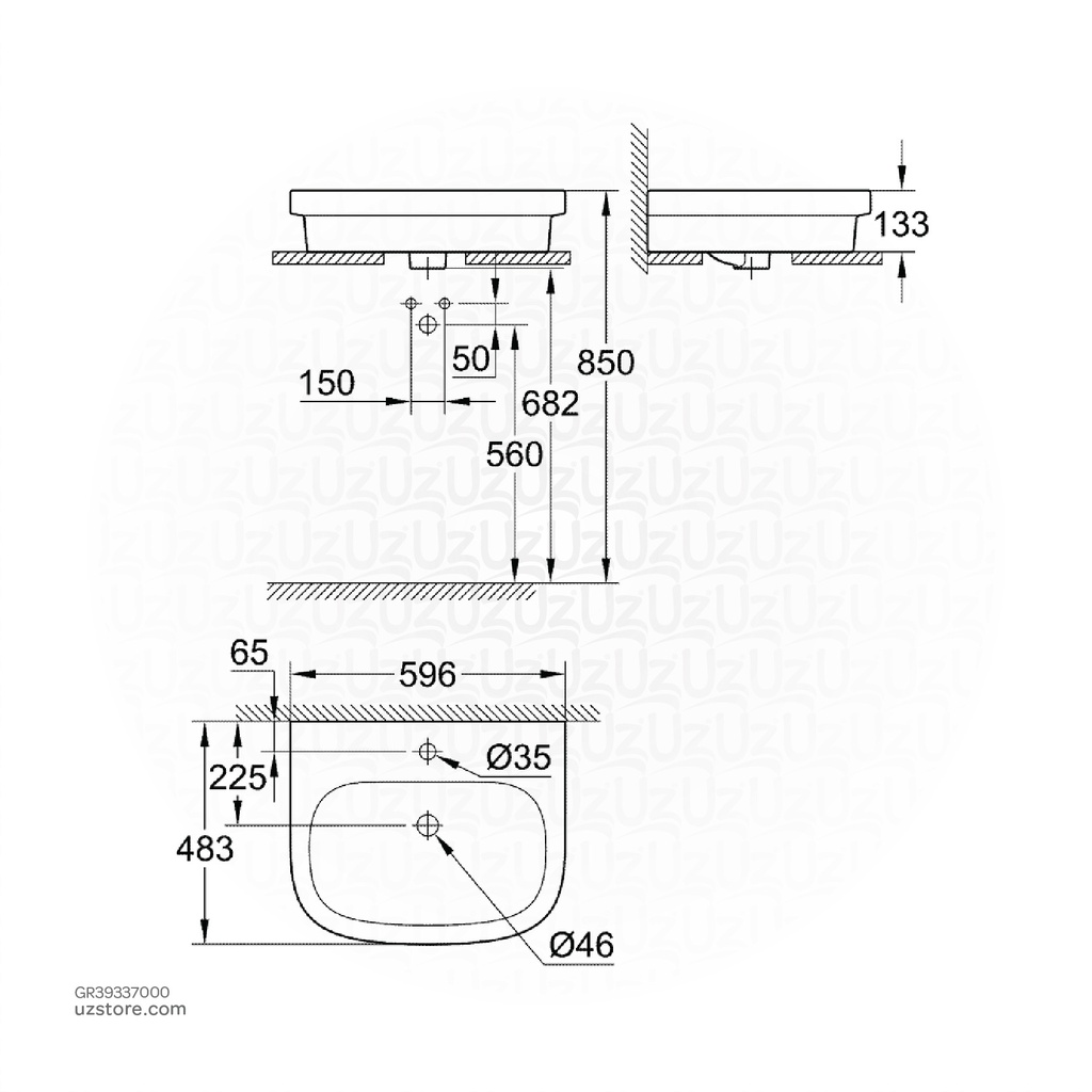 GROHEEuro Ceramic Counter top basin 60 39337000