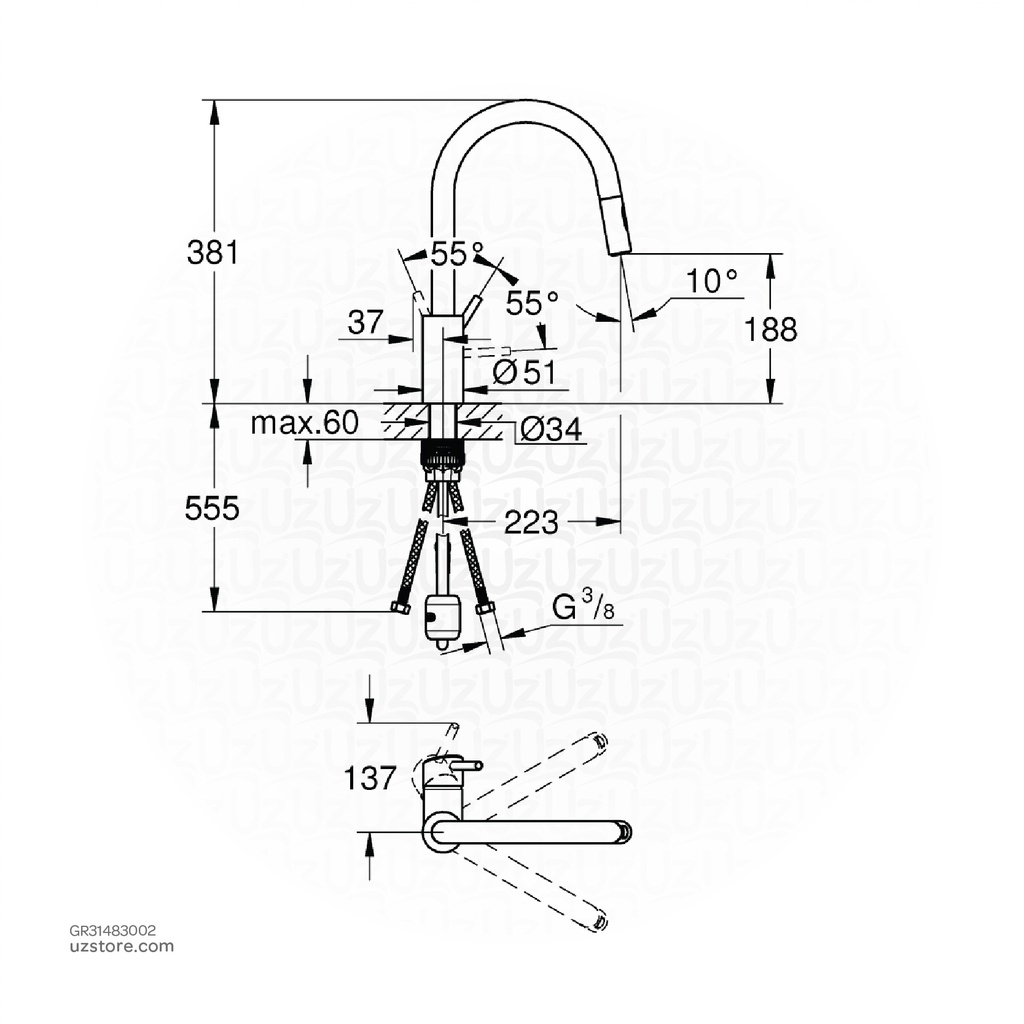 GROHEConcetto OHM sink C-spout Dual Spray 31483002