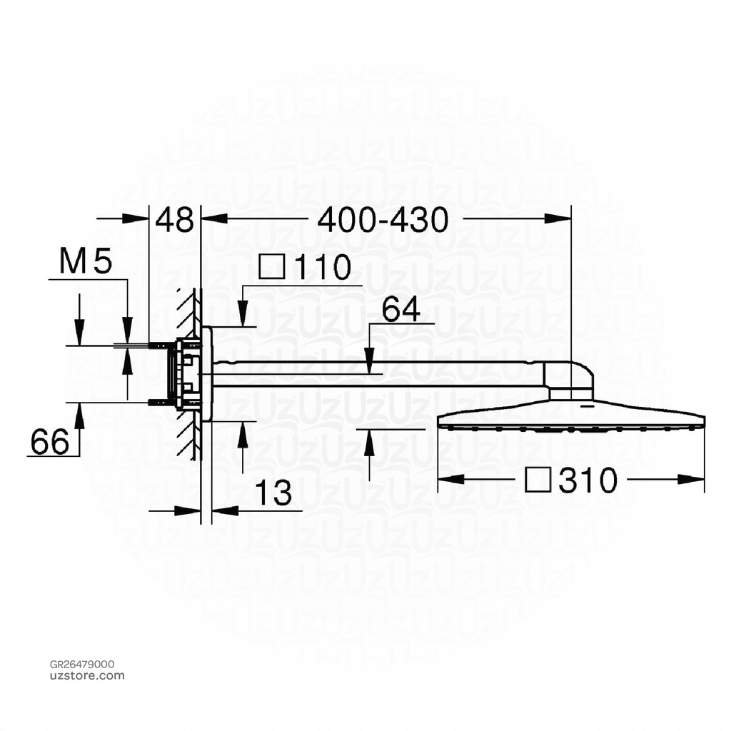 GROHERSH SmartActive 310 headshower set 400mm 26479000