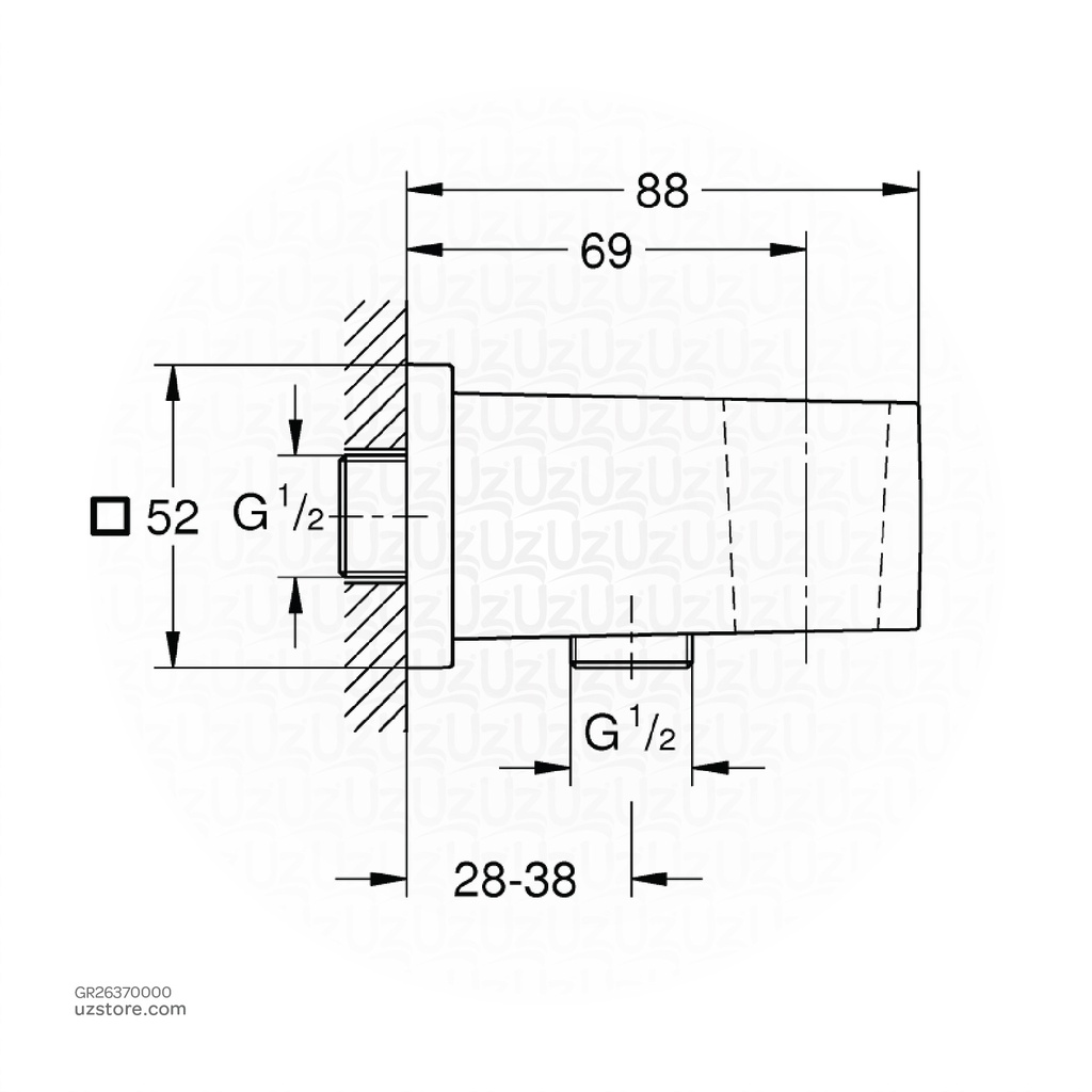 GROHEEuphoria Cube wall union w.shw.hold 26370000