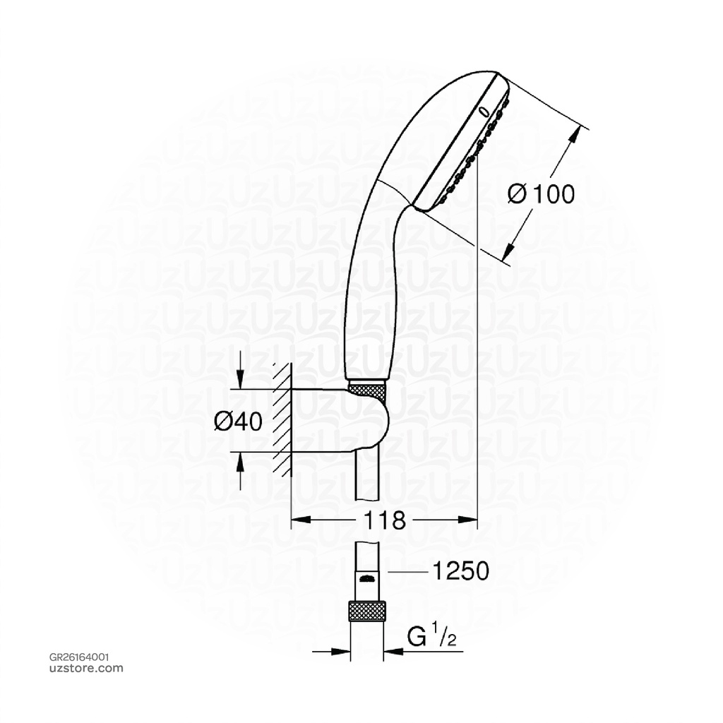 GROHENTempesta 100 II handshower set 9,5l 26164001