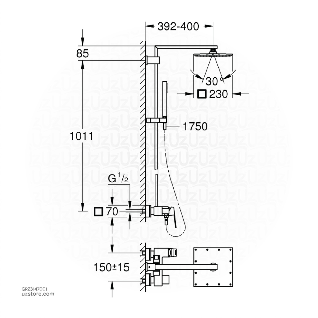 GROHEEuphoria Cube XXL 230 shower system OHM 23147001