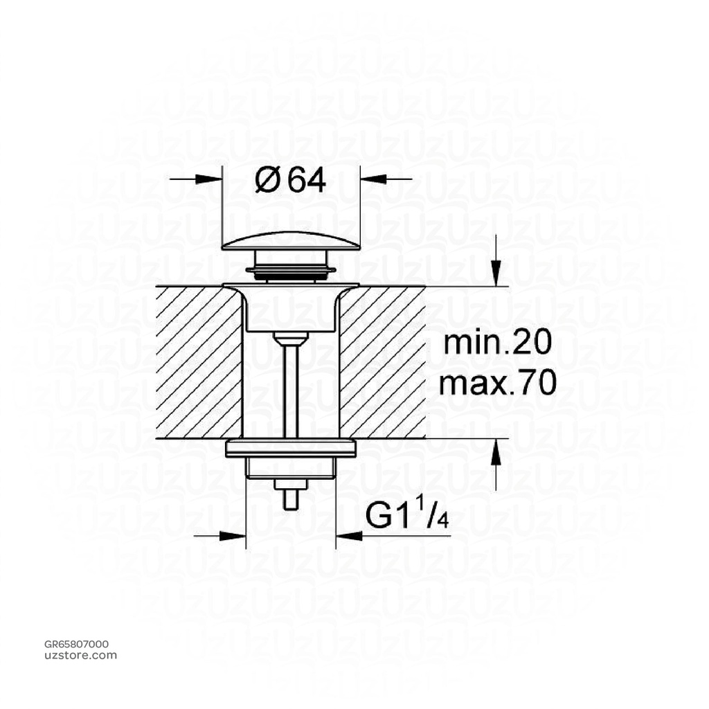GROHE Waste set with push-open plug , 65807000 , chrome