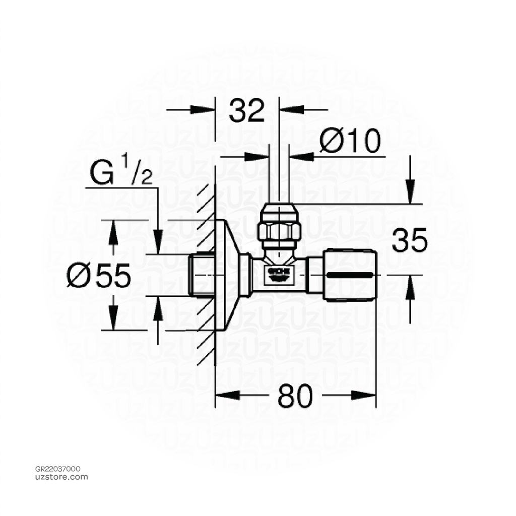 GROHEangle valve 1/2" x 3/8" 22037000