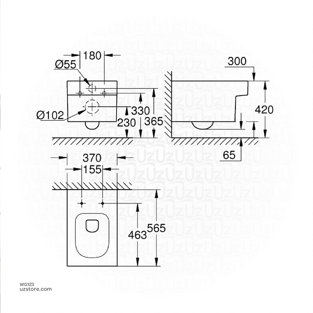 GROHECube Ceramic WC wall hung riml hor.outl 3924500H/39488000