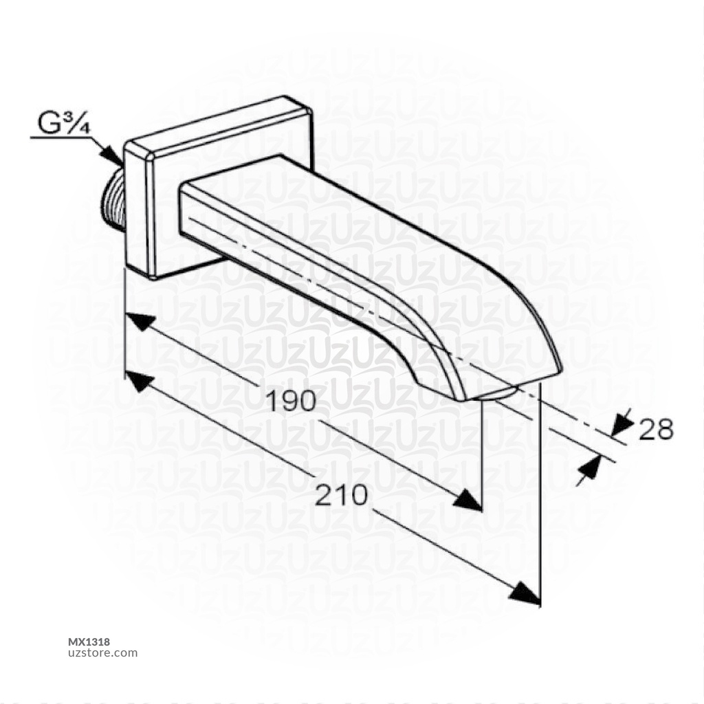 WALL MOUNTED BATH SPOUT DN 20 RAK14008