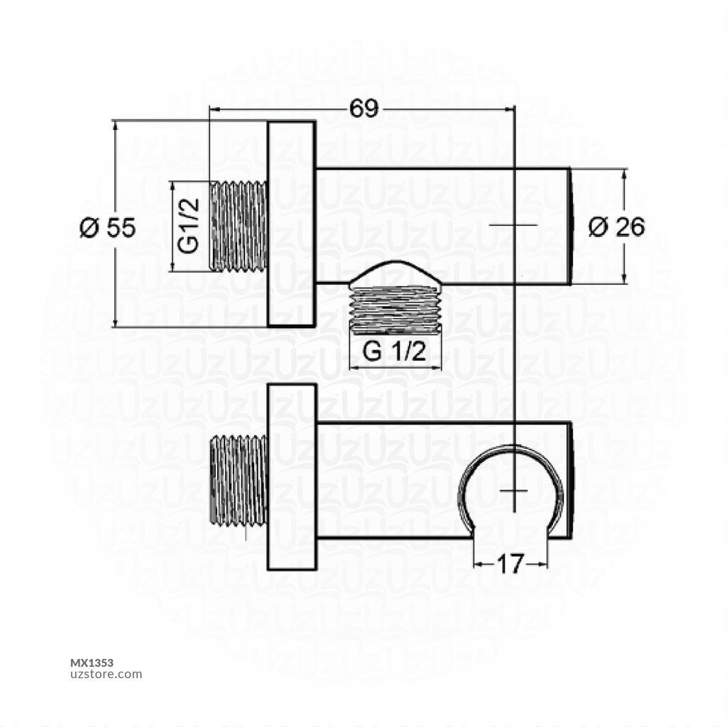 Wall supply with Shower Hook RAK6054705-00