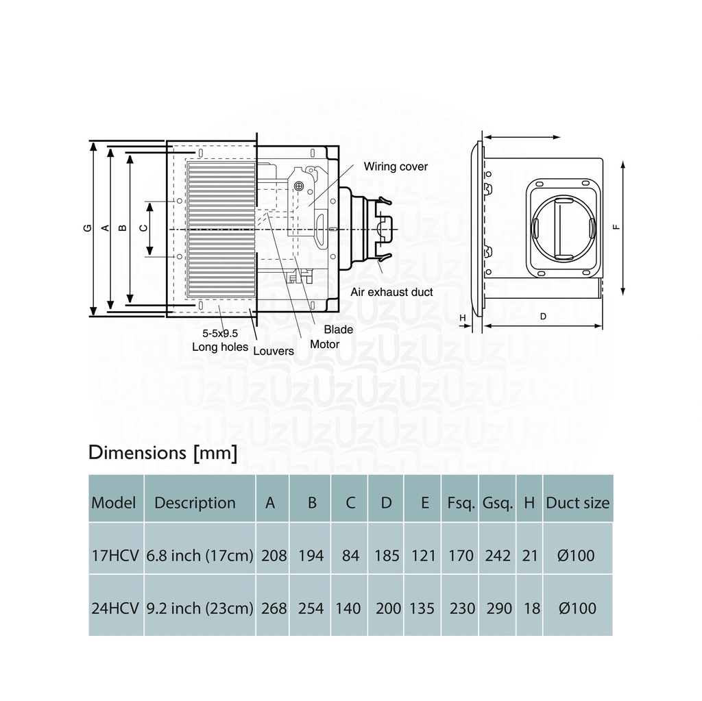 Hayashi Ceeling mount ventilating fan 6" 17 HCV