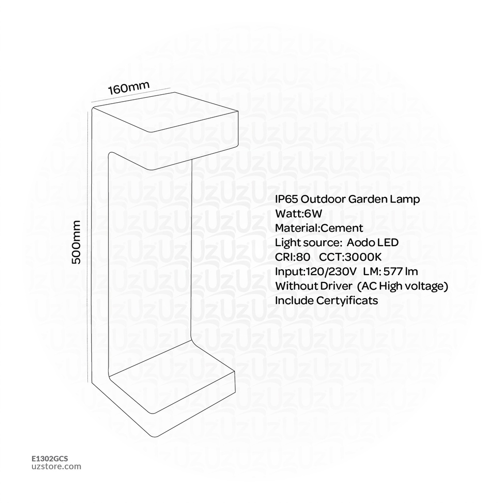 Grey Cement Led Outdoor Garden Light 6W
 610014