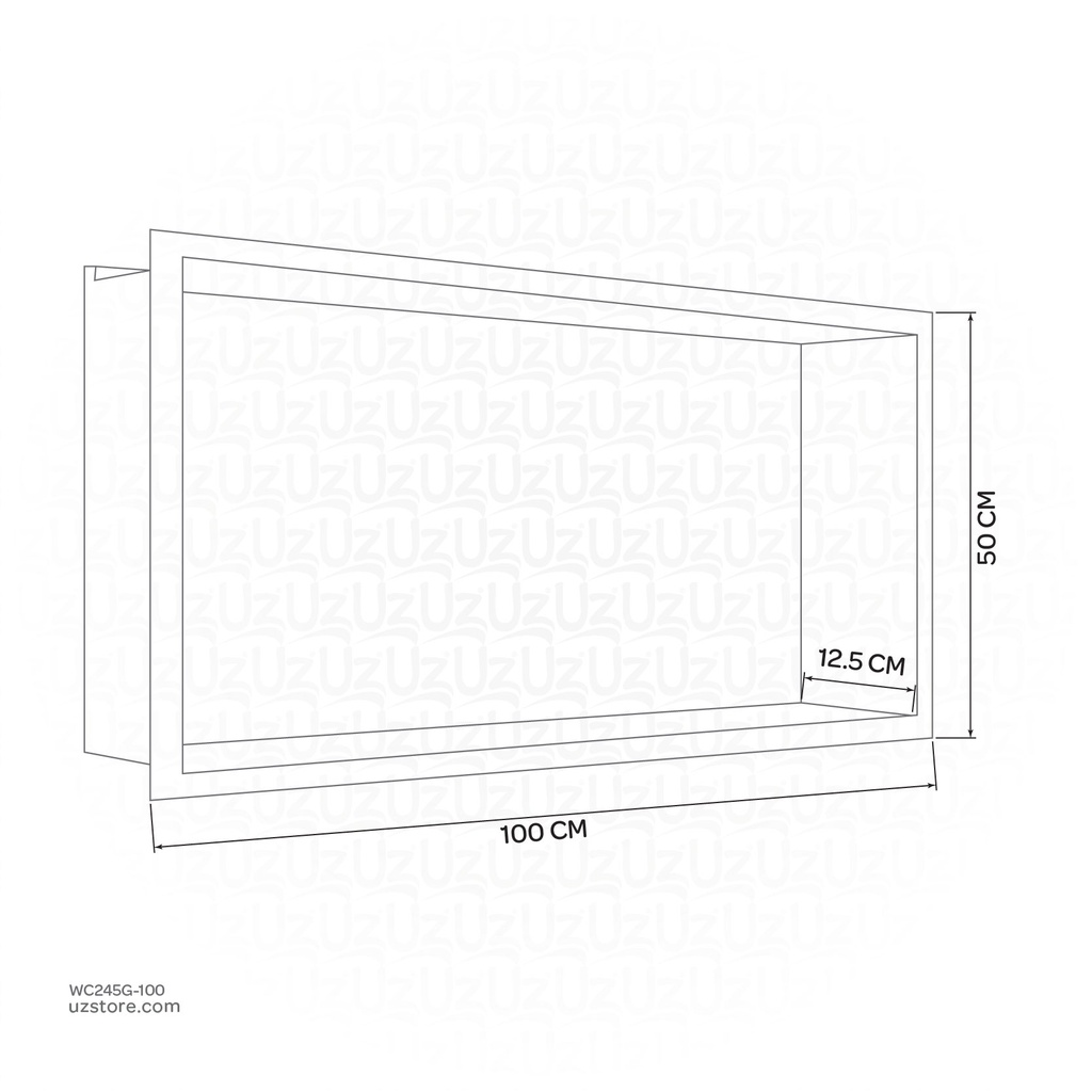 Gold Stainless steel Single Niche walls with light 100x50x12.5cm , B10021K-LED