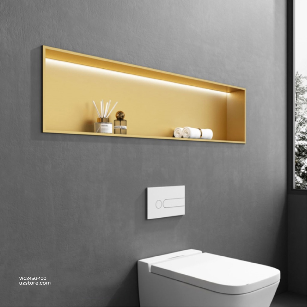 Gold Stainless steel Single Niche walls with light 100x50x12.5cm , B10021K-LED