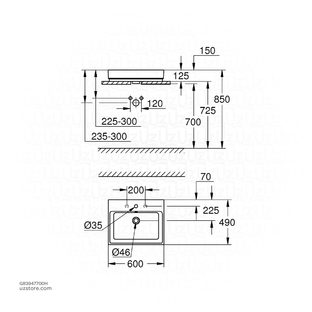 GROHE Cube Ceramic Counter top basin 60 3947700H