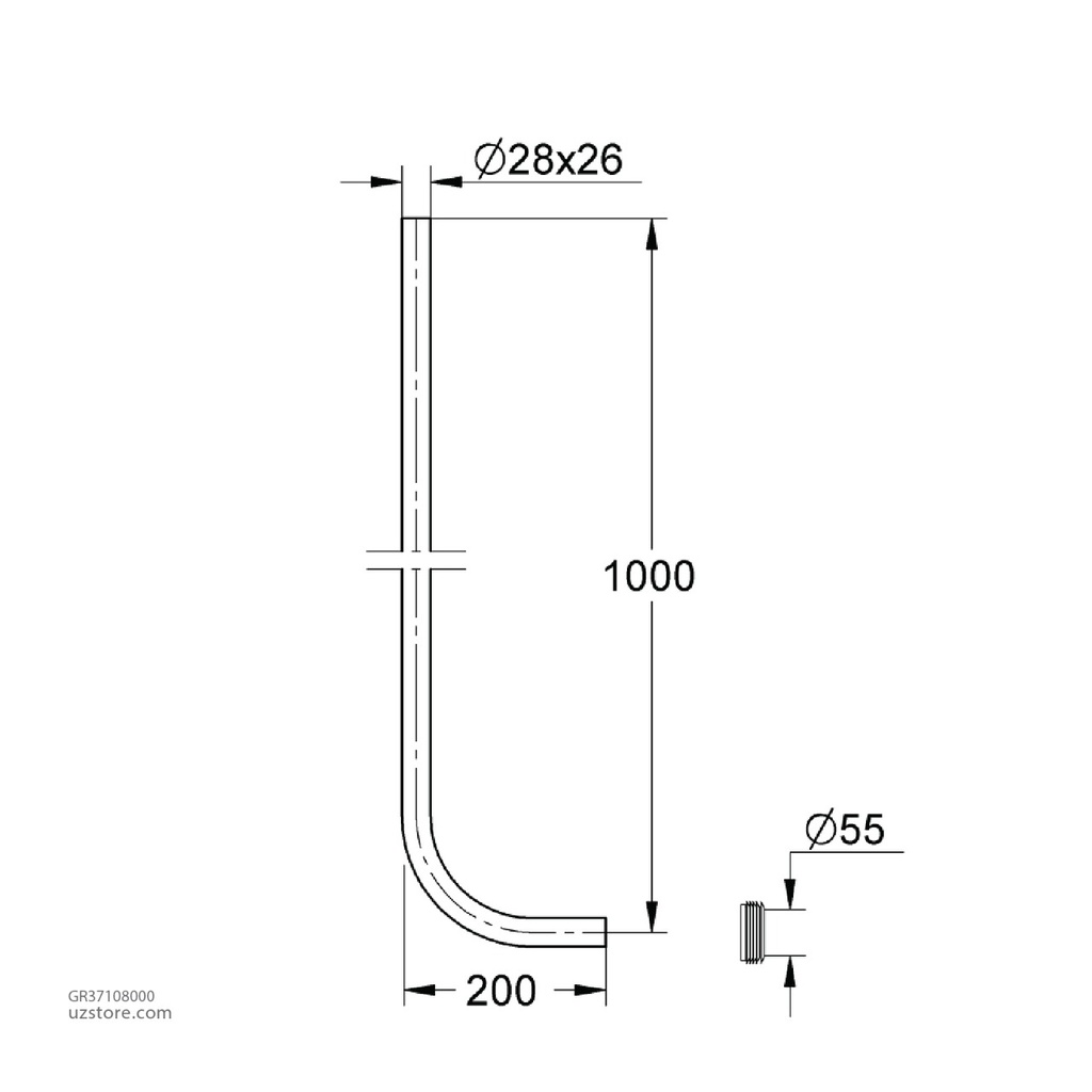 GROHE Flush Pipe Extension 37108000