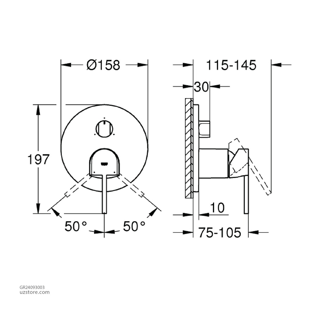 GROHE Plus OHM trimset shower 3-way dive 24093003