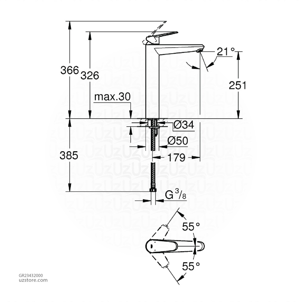 GROHE Eurodisc Cosmopolitan OHM vessel basin 23432000