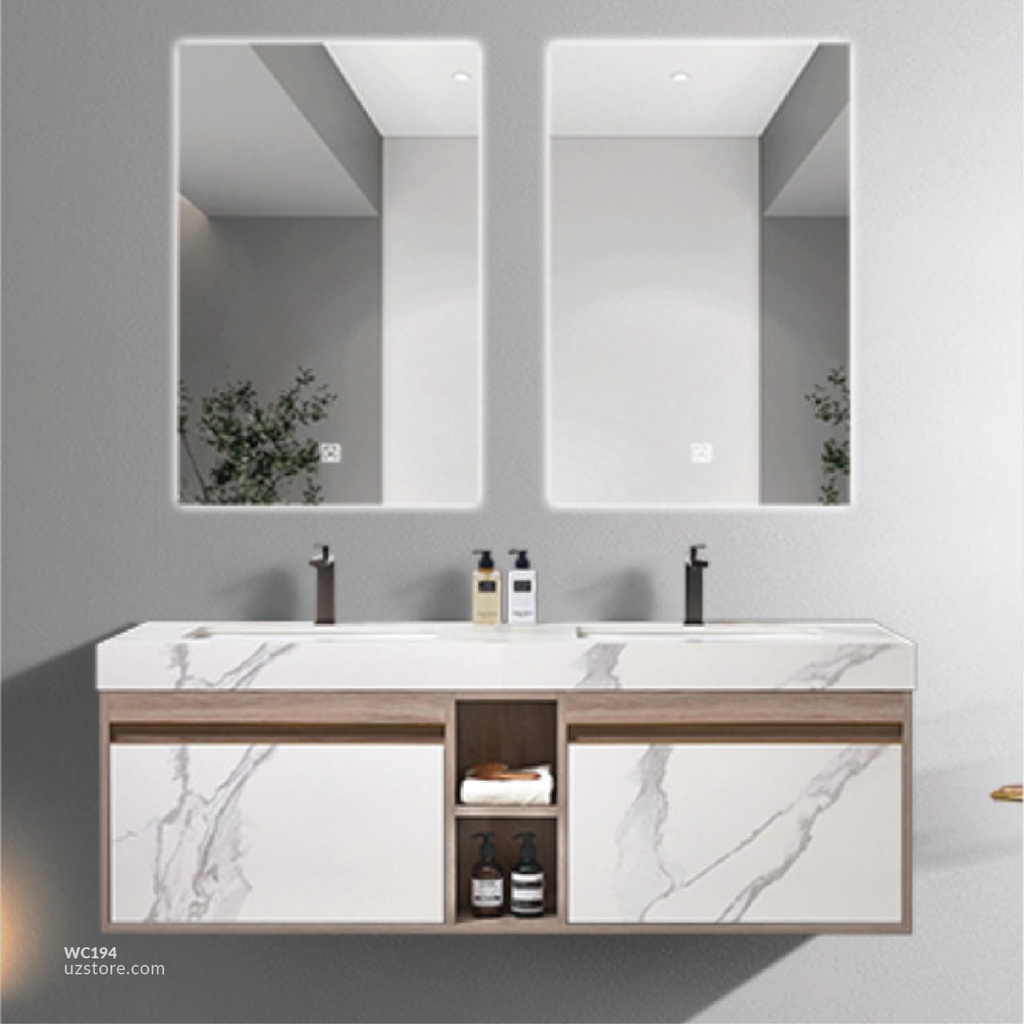 WashBasin Cabinet With led mirror PL-2601 Marble and Brown 150*50