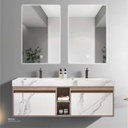 WashBasin Cabinet With led mirror PL-2601 Marble and Brown 150*50