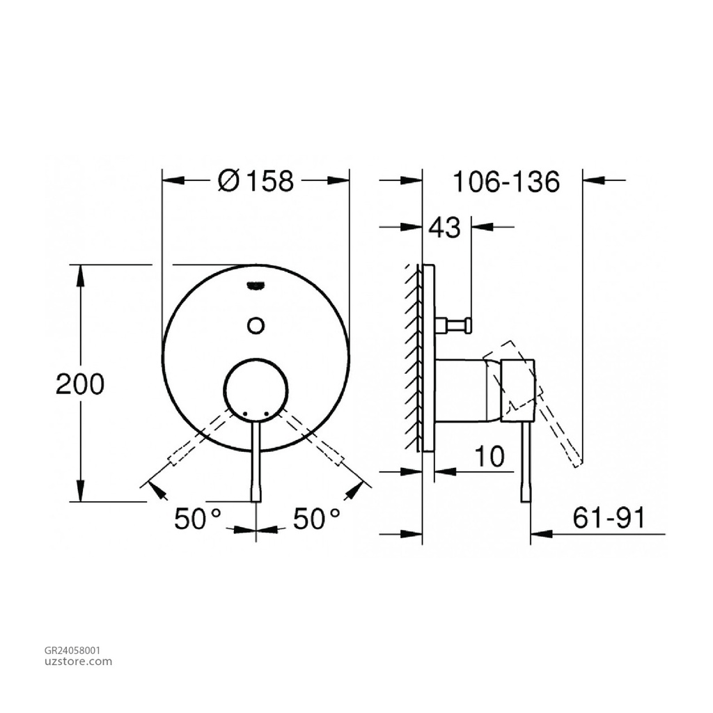 GROHE Essence New OHM trimset bath 24058001