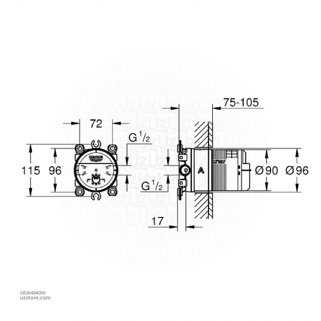 GROHE RSH SmartActive Rough inst. headshw 9,5l 26484000